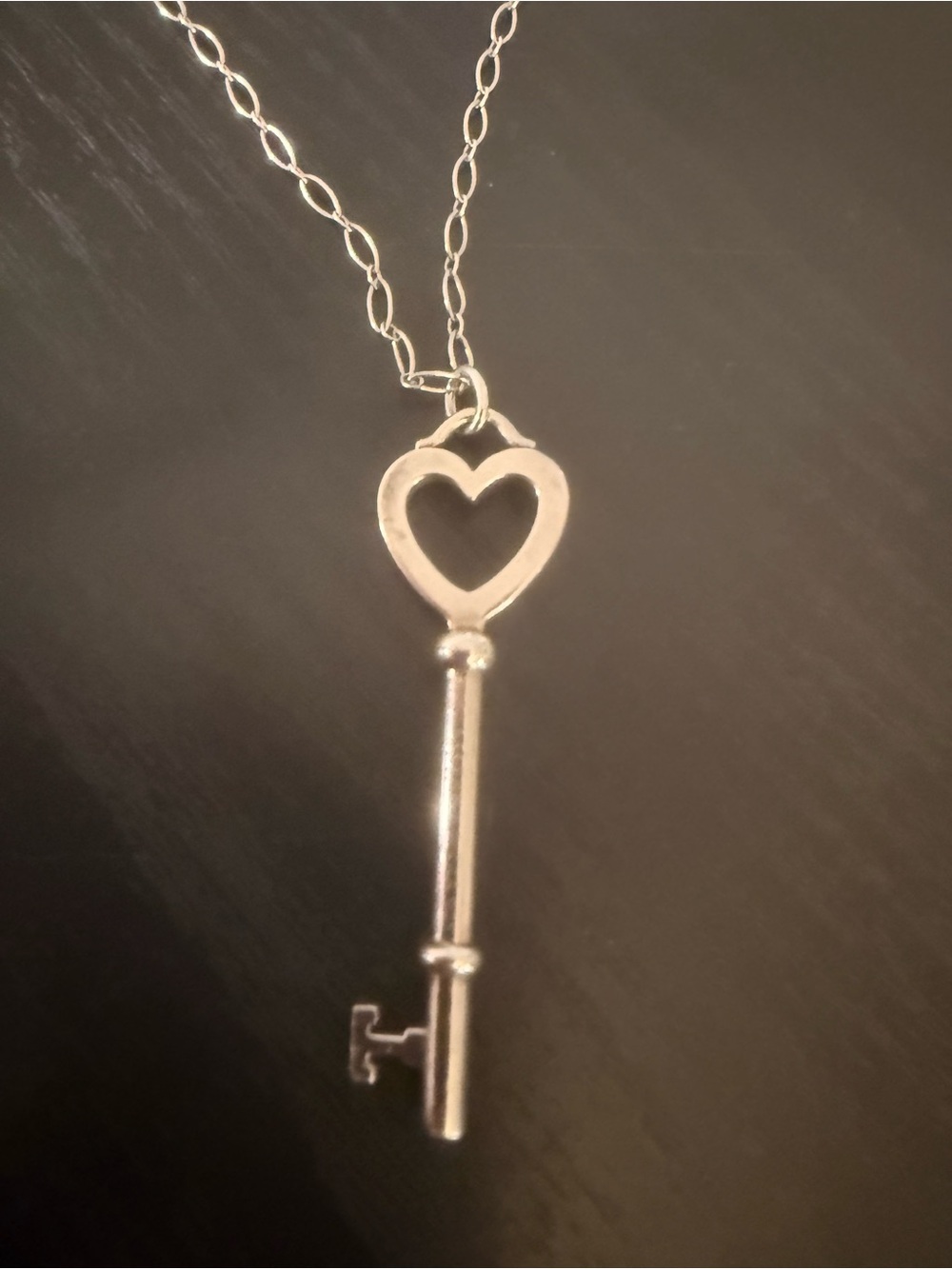 Tiffany & Co. Silver Heart Key Pendant Necklace